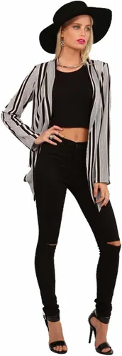 Vista 4 de Vibrant Jeans ajustados elásticos para mujer, cintura alta, rasgados, hasta la rodilla, pantalones de mezclilla casuales