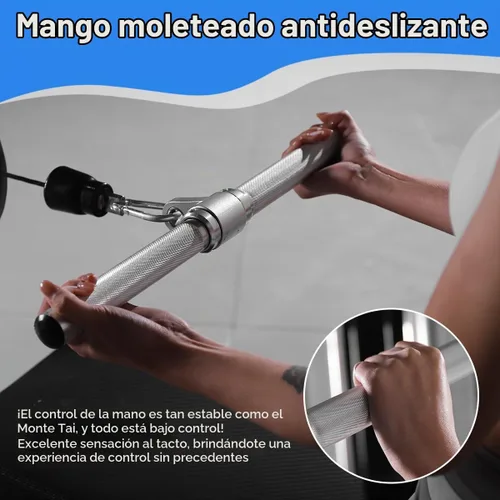 Vista 2 de Accesorio para máquina de cable, barra de tracción LAT, barra recta de tríceps de aluminio ligera, barra V, accesorios de tracción LAT, accesorios