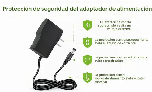 Vista 6 de Fuente de alimentación de 5 V CC, adaptador de CA de pared de 2 A, 100-240 V, 50-60 Hz a CC, cable adaptador de corriente de 2 amperios con enchufe