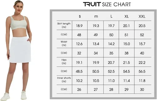 Vista 6 de Faldas de golf de 20 pulgadas hasta la rodilla para mujer, falda pantalón de tenis de cintura alta con pantalones cortos interiores para correr