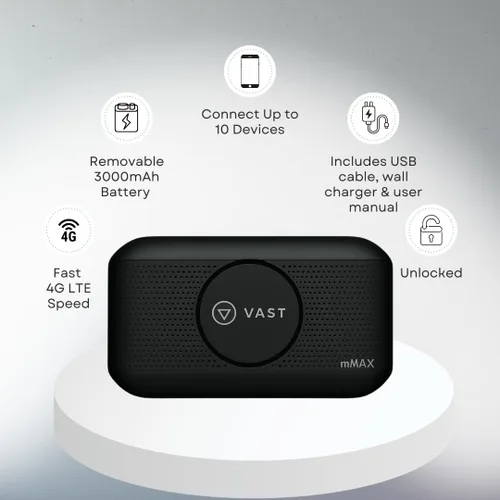 Vista 2 de Vast H1 4G LTE MiFi Mobile WiFi Hotspot Router - GSM desbloqueado para operadores T-Mobile y globales