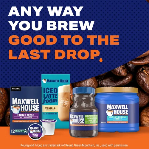 Vista 13 de Maxwell House Half Caff - Café molido de tostado medio con 1/2 de cafeína (recipiente de 25.6 onzas)