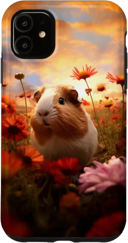 Vista 8 de Carcasa para iPhone 16 con diseño de conejillos de indias y flores para amantes de mascotas exóticas