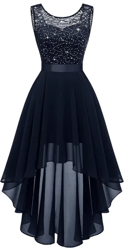 Vista 11 de BeryLove Vestido de cóctel de encaje formal para mujer, fiesta de invitada Negro