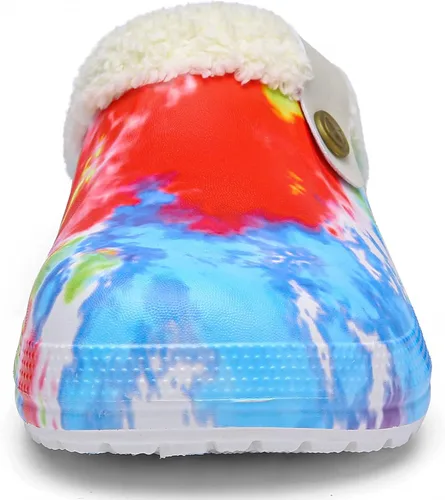 Vista 4 de SMajong Zuecos con forro de piel para hombre, impermeables, zapatos de jardín, para invierno, cálidos, de felpa, para el hogar, para interiores