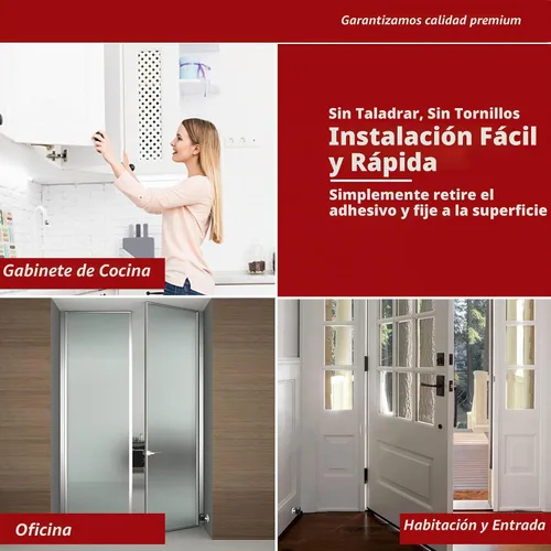 Vista 6 de Tope de puerta con adhesivo extra, tope de puerta autoadhesivo con parachoques de goma negra y cuerpo de acero inoxidable - Protector de pared