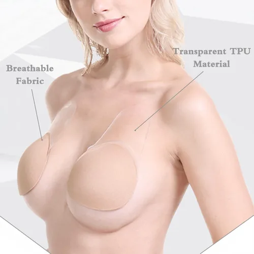 Vista 2 de FULNEW Backless Strapless Sticky Bra Push Up Adhesive Bra, Reusable Invisible Lifting Bra Breast Lift Nippleless Covers