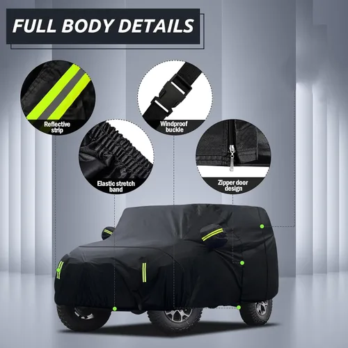 Vista 3 de Migaven Car Cover Custom Fit for Jeep Wrangler 2 Door 1987-2026 JK JL CJ YJ TJ, Waterproof Rain Sun Protection with Door Zipper & Inner Cotton