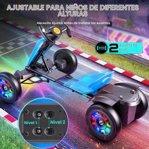 Vista 4 de Hikole Go Kart eléctrico de 12 V para niños a partir de 3 años, plegable Azul