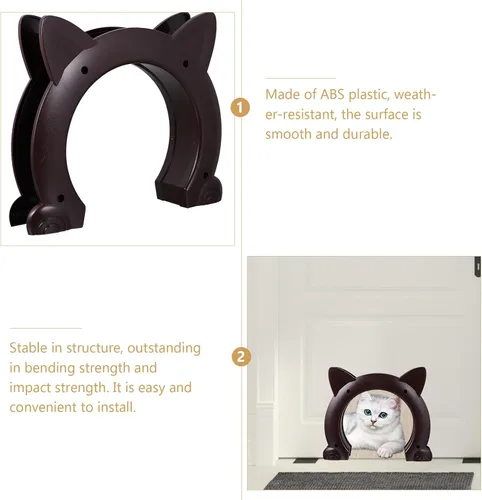Vista 7 de DOITOOL Portal de puerta para gatos integrado para mascotas para puertas interiores, plástico ABS resistente a la intemperie, túnel de paso seguro