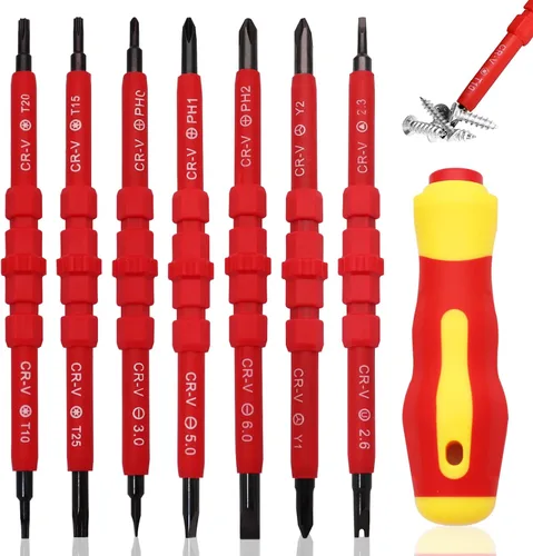 Vista 9 de Juego de destornilladores aislados, kit de herramientas para electricista, juego de destornilladores magnéticos 14 en 1, herramientas