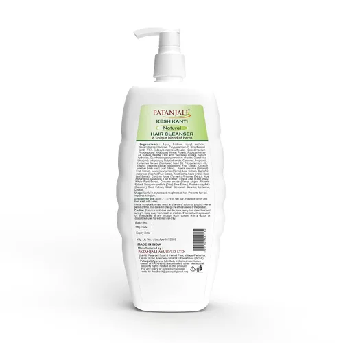 Vista 2 de patanjali Kesh Kanti Champú natural de 15.21 onzas líquidas Limpiador ayurvédico de hierbas con amla, shikakai, neem y aloe vera Limpia