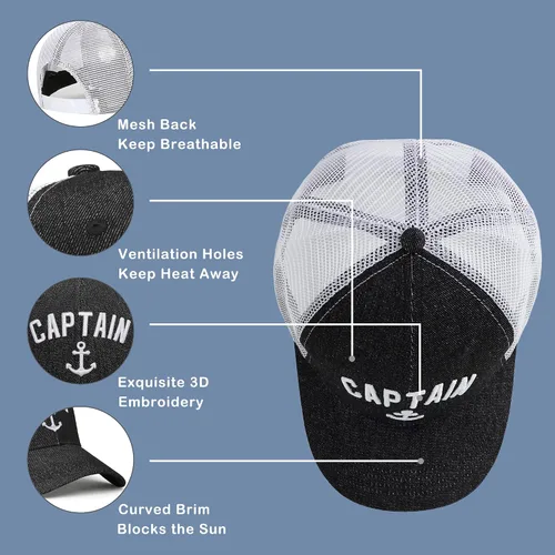 Vista 5 de Sombrero de capitán al aire libre, sombrero de caza, sombrero de pie grande, gorra de béisbol de montaña, gorra de camionero para hombres y mujeres