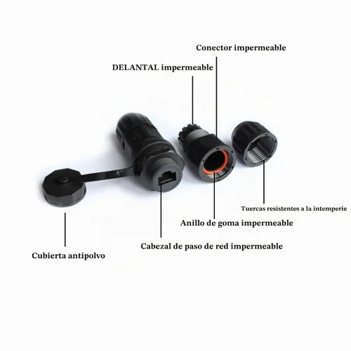 Vista 3 de Acoplador RJ45 impermeable, conector Ethernet Cat 6 empalmes para exteriores, hembra a hembra, montaje en panel, adaptador de acoplador de cable LAN