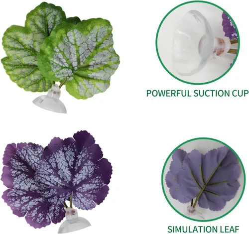Vista 3 de WishLotus Betta Leaf, 2 piezas de hamaca artificial ligera de hoja de pez con almohadilla de hoja de betta simulada con ventosa para decoración
