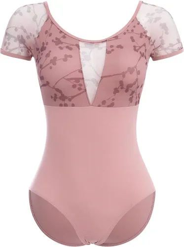 Vista 25 de AFAVOM Leotardos de ballet para mujeres adultas con estampado de flores de mariposa sin espalda, leotardos de gimnasia con brasier y prácticas