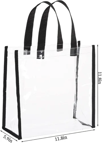 Vista 2 de Yolyoo Paquete de 6 bolsas transparentes de plástico transparente, bolsa transparente aprobada para estadios, bolsa de playa transparente de 12 x 12