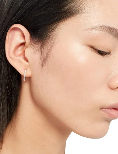 Vista 9 de Aretes de aro pequeños de plata de ley 925 con circonita cúbica, aretes de aro pequeños para mujeres y niñas, regalo de San Valentín, cumpleaños
