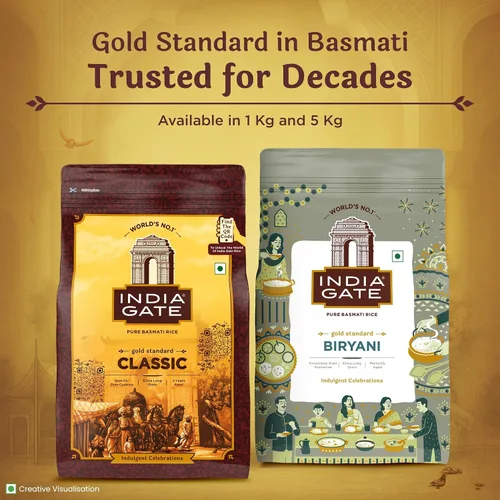 Vista 5 de India Gate Basmati Rice Pouch, Classic, 1kg
