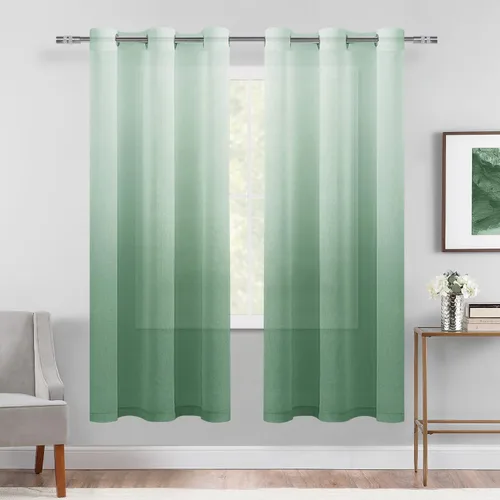 Vista 59 de DWCN Cortinas Transparentes Ombré - Cortinas de Lino Sintético con Gradiente Semi Voile con Ojales en la Parte Superior para Dormitorio y Sala