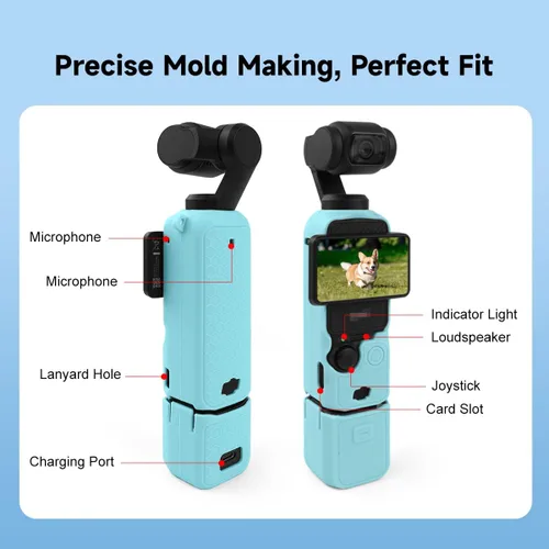 Vista 4 de HRH Pocket 3 - Funda de silicona para DJI Osmo Pocket 3, protector de lente, resistente a los arañazos, compatible con DJI OSMO Pocket 3 Creator