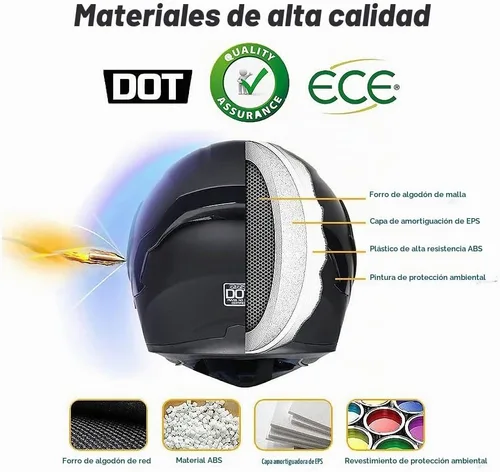 Vista 2 de Cascos modulares de motocicleta con Bluetooth, aprobados por DOT, casco de motocicleta de cara completa abatible con doble visera, con altavoces
