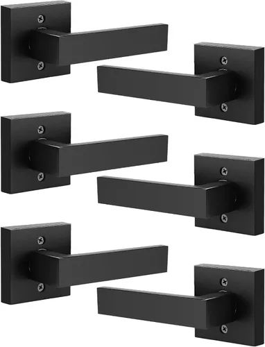 Vista 35 de KNOBWELL - Paquete de 1 manija para puerta delantera con llave y cerradura, manijas de palanca negras para puerta exterior, juego de cerradura