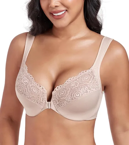 Vista 4 de DotVol Brasier diario con cierre frontal en U y tirantes anchos para mujer, talla grande