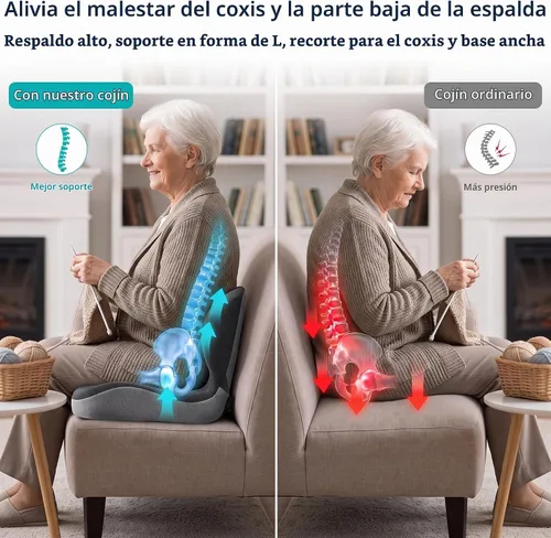 Vista 7 de lazyzzz Cojín para silla de oficina, cojín de espuma viscoelástica con soporte lumbar y correa ajustable, cojín ortopédico ergonómico para asiento