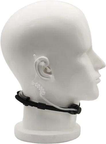 Vista 4 de Micrófono de garganta flexible Tubo acústico Covert Tactical Walkie Talkies Auricular con dedo PTT es compatible con Motorola CP200 CP200D BPR40
