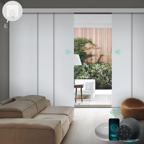 Vista 20 de Yoolax - Persianas deslizantes inteligentes personalizadas XL, persianas verticales de tela opacas para puertas de vidrio. Separador de habitación