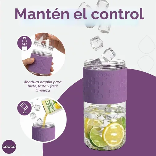 Vista 5 de Copco Hydra Botella de agua con tapa resistente a derrames, 16,9 onzas - Botella reutilizable Tritan con funda antideslizante, cuerpo de apertura