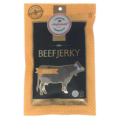 Vista 3 de Aufschnitt Beef Jerky - Barbacoa - Paquete de 12 (2 onzas cada uno) - Kosher, Glatt, certificación Star-K, sin gluten, totalmente natural, sin