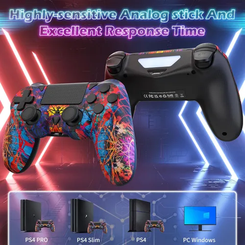 Vista 2 de 2 Pack Wireless Controller for PS4ProSlim Consoles, Compatible with Playstation 4, Steam, PC WindowsiOSAndroid with Upgraded Analog