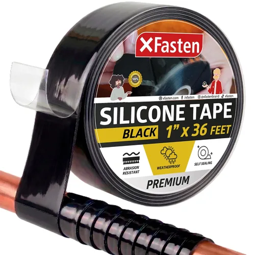 Vista 17 de XFasten - Cinta de silicona autofusible de 1 pulgada x 10 pies, de fontanería, cinta impermeable de sellado de fugas, goma gruesa para tuberías