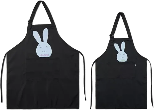 Vista 13 de Paquete de 2 delantales personalizados para padres e hijos, delantales ajustables con foto con nombre personalizado para cocina, cocina, hornear