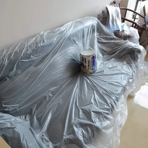 Vista 5 de 10 piezas de lonas de plástico para pintores, cubierta impermeable y antipolvo, lona desechable de 9 x 12 pies para pintar para sofá/cubierta