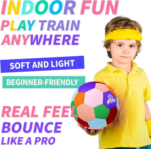 Vista 3 de RUN2PEAK Pelota de fútbol súper ligera y suave tamaño 3 - Pelotas de fútbol seguras y silenciosas para interiores, regalo divertido para jugar