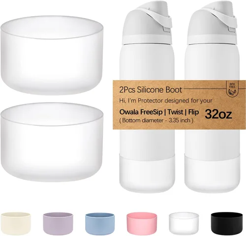 Vista 24 de WK IEASON 2 fundas de silicona para botella de agua Owala, base protectora para botella de agua Owala FreeSip Twist y Flip Flask accesorios para 3D