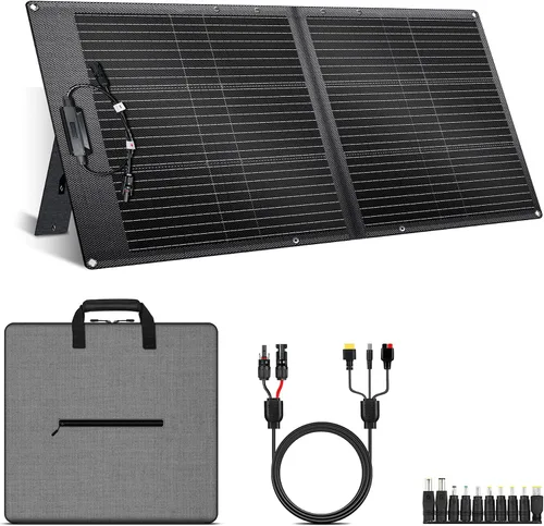 Vista 10 de Panel solar portátil de 100 W para generador de central eléctrica, célula solar plegable de 19.8 V con batería de alta eficiencia, impermeable IP65