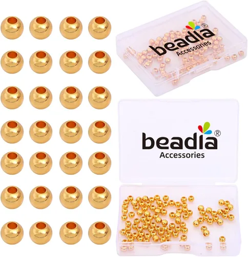 Vista 26 de BEADIA - Cuentas espaciadoras redondas bañadas en oro de 14 quilates, 2 mm, 600 piezas para hacer joyas sin decoloración