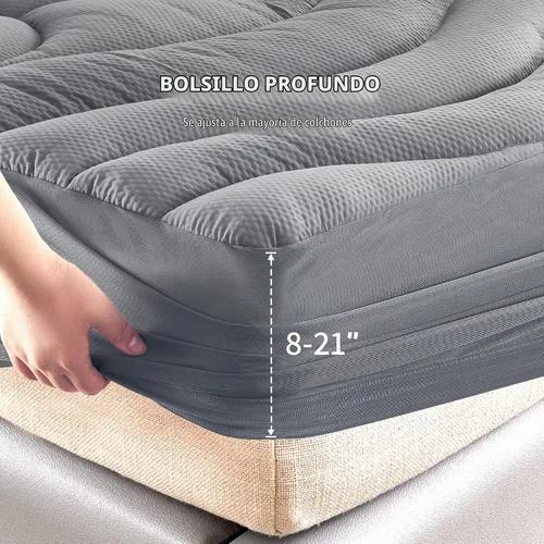 Vista 4 de Sonive Protector de colchón impermeable, protector de colchón individual con bolsillo profundo de hasta 21 pulgadas, protector de colchón ajustable