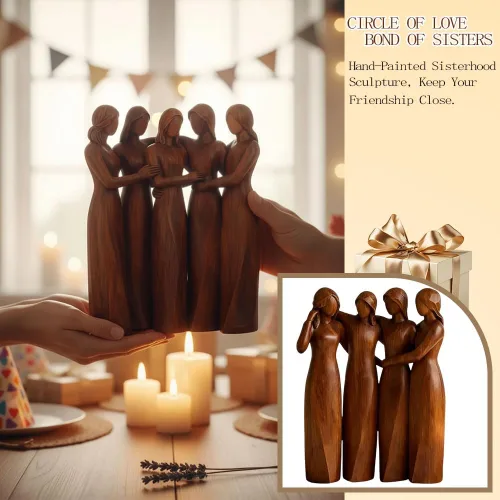Vista 8 de Figura de resina pintada a mano para hermanas, estatua de la amistad para mujeres, símbolo atemporal de unidad, regalos del día de la amistad