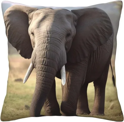 Vista 9 de Funda de almohada con estampado de elefante, cuadrada, suave, para decoración del hogar, sala de estar, cama, sofá, automóvil, 18 x 18 pulgadas