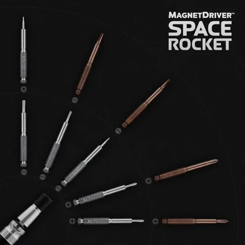 Vista 2 de Space Rocket by Magnet Driver - Kit de destornilladores de precisión con extensor magnético, juego de herramientas de bricolaje para reparación