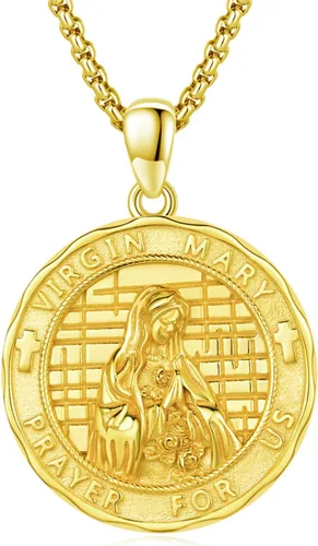 Vista 94 de Collar de amuleto de medalla de San Patrono de plata/oro de 14 39A-St Peregrino-Plata