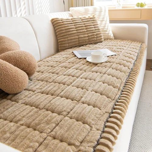 Vista 11 de vctops - Funda de sofá a rayas súper suave de corduroy, funda seccional para sofá, funda lavable antideslizante para sofá, protector de muebles