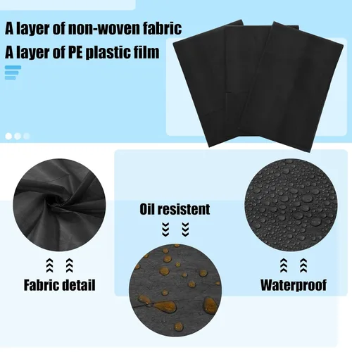 Vista 3 de Kinlop 100 piezas de sábanas desechables de 31.5 x 71 pulgadas, impermeables, para mesa de masaje, color negro, transpirables, para tatuajes, tela