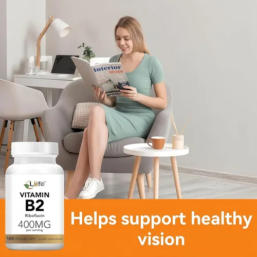 Vista 9 de LIIFE Vitamina B2-400 mg, riboflavina de alta potencia, apoya el alivio de la migraña, metabolismo energético, salud bucal y de piel, 180 cápsulas