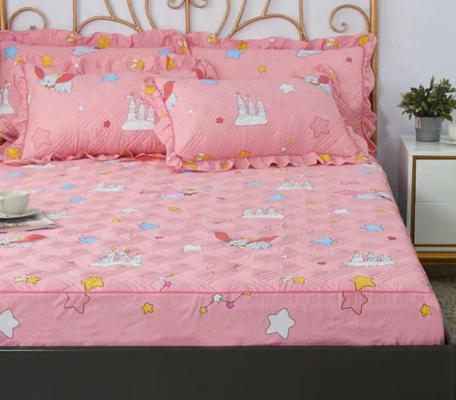 Vista 6 de Juego de cama transpirable para niños y niñas, sábanas bajeras gruesas acolchadas estampadas, para habitación de adultos, tamaño individual, doble